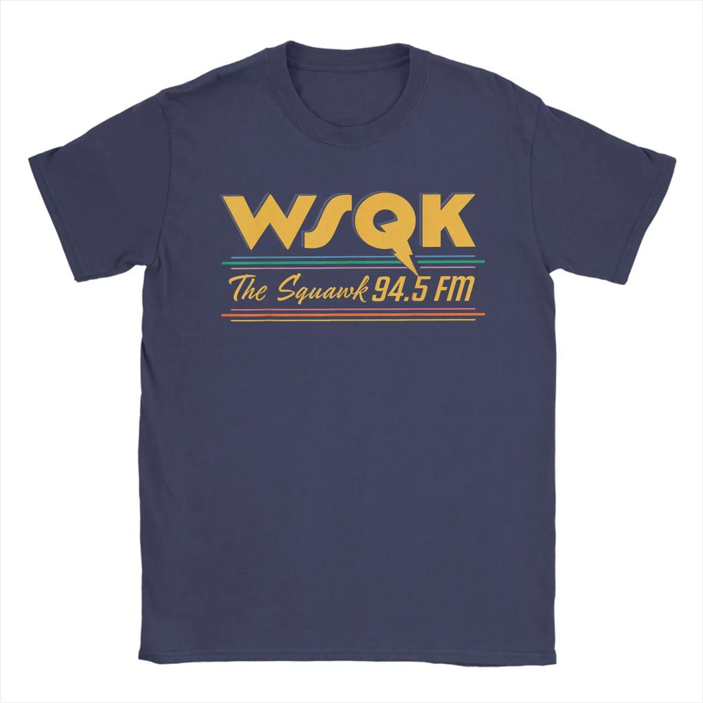 Harajuku TShirt Summer Season 5 WSQK The Squawk 945 FM Retro Logo Novelty TShirts Cotton Casual Plus Size Tee Shirt for Men