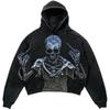 Amerikan Punk Kurukafa 3D Baskılı Kısa Kapüşonlu Sweatshirt Bol Kesim Erkek Kadın Sokak Giyimi