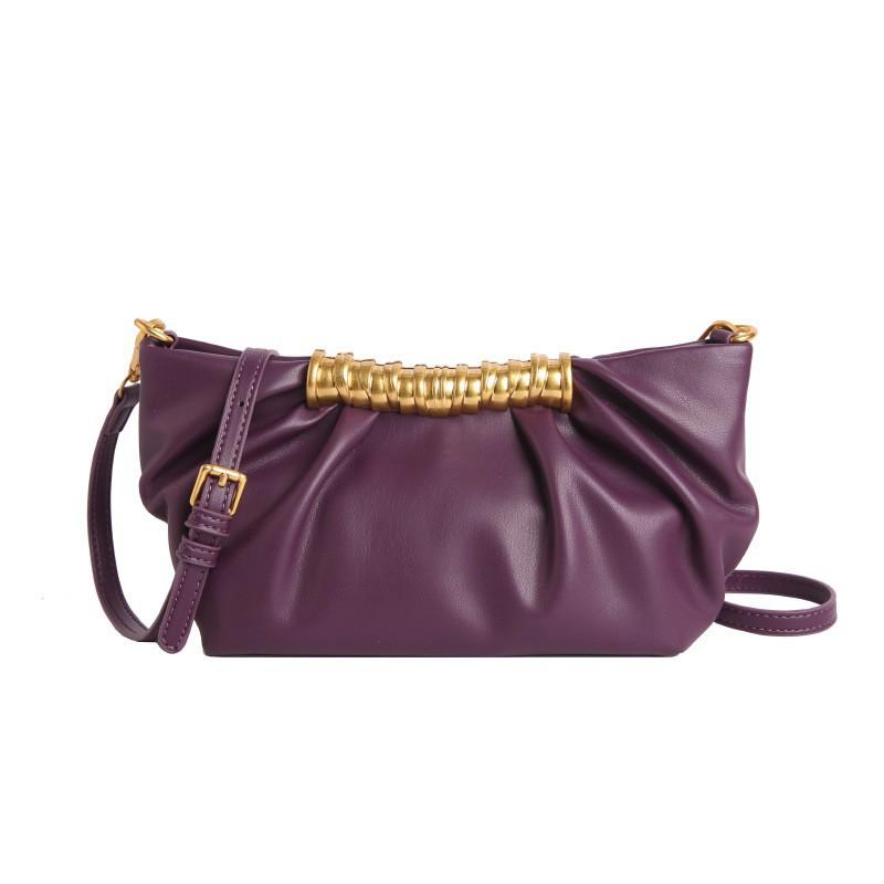

Women s Bag French High-end Pleated Clutch Fashionable Temperament Dumpling All-match Evening Dress Dinner Cross-body фіолетовий