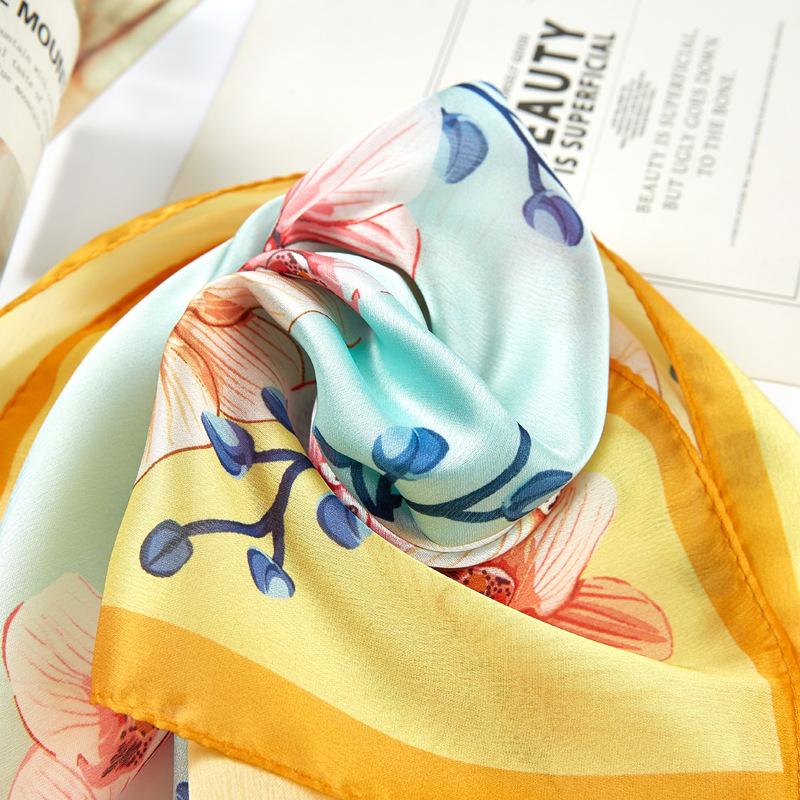 Small Square Scarf Women Spring and Summer New Silk Satin Printing Small Silk Scarf Neck Shawl Gift Scarf