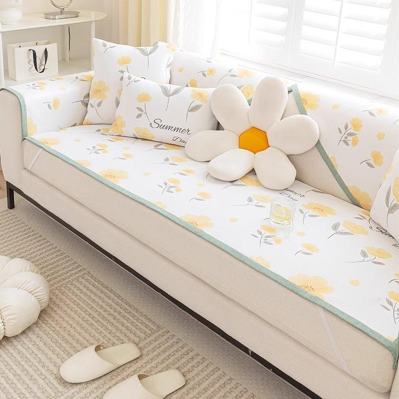 Ice Rattan Mat Sofa Cushion Summer Non-Slip Cool Seat Cushion Cute Cream Wind Summer Sofa Cover Cloth Towel