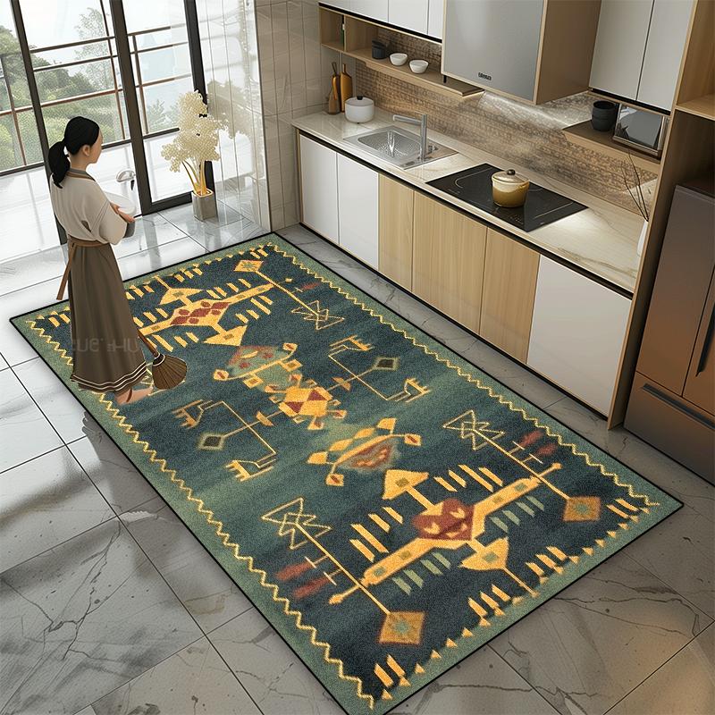 

Persian Classical Printing Carpets Living Room Home Decoration Kitchen Non-slip Large Rugs Bedroom Washable Entrance Door Mats 60*90cm