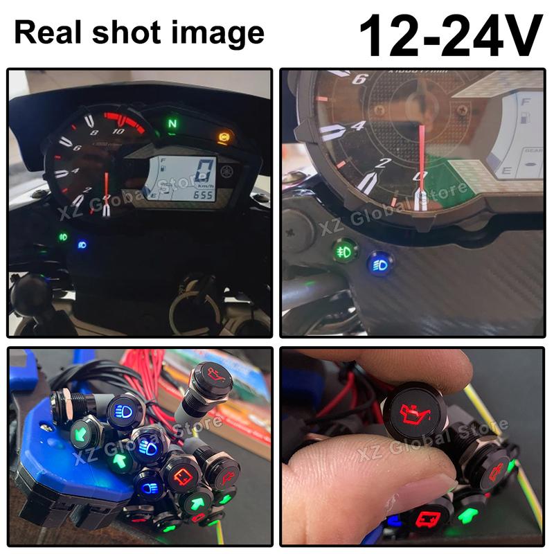 8/12/14MM Black Housing Metal Indicator Light Waterproof Car LED Pilot Signal Lamp Panel Dashboard Warning 12V 24V Customization