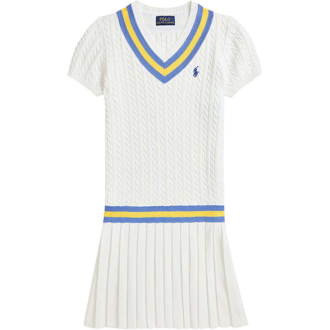 

Платье Polo Ralph Lauren Ss25 с V-образным вырезом, полосатой вязки, детское, белое 313964760-001 L