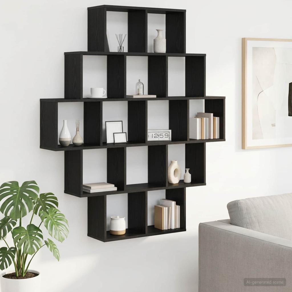 Wall Shelf Black Oak 120 x 20 x 136 cm Engineered Wood