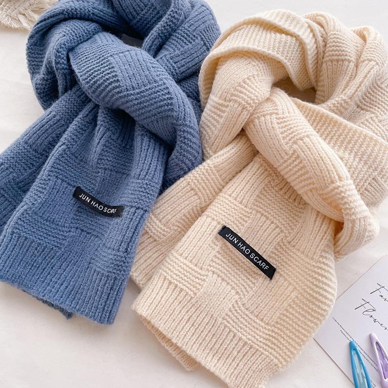 New knitted wool scarf women's autumn and winter thickened warm student couple scarf men's versatile trend