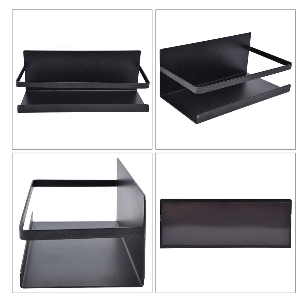 Kitchen Rack Space Saving Spice Shelf Organizer Magnetic Single Tier Iron for StorageBlack