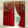Red Golden Star Curtains 2pcs   Flash Stripe Semi-Transparent Polyester Rod Pocket for Living Room Kitchen Dining Room Decor