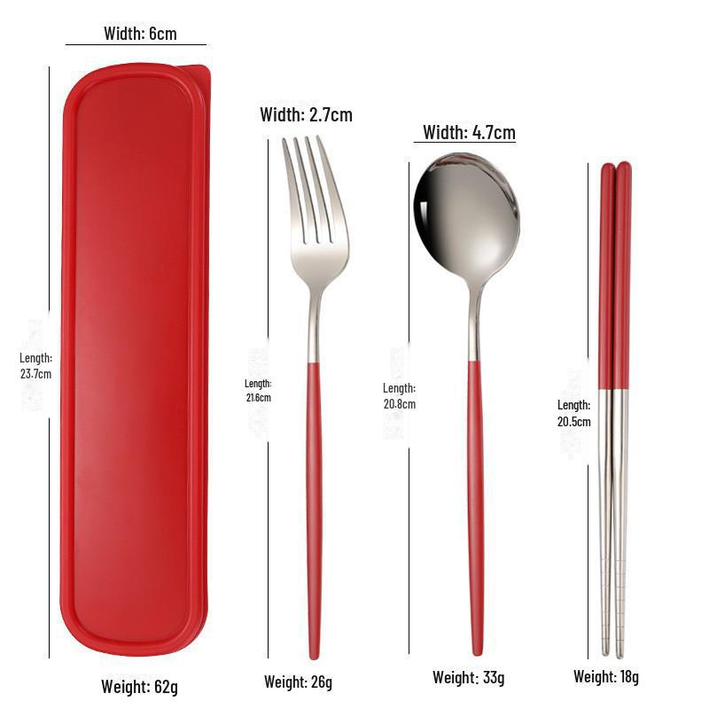 Stainless Steel Portable Tableware Set: Chopsticks, Spoon, Fork - Customizable Student/Outdoor Gift with Logo.