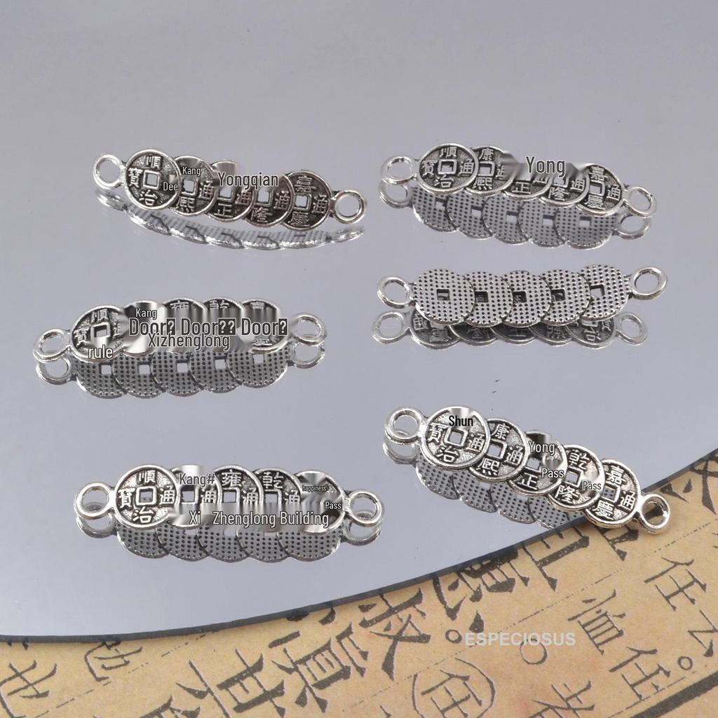 Retro Silver Alloy Double Hole Pendant Tag for DIY Jewelry Making