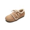 Retro color matching fleece shoes flat bottom fluffy single shoes women wear autumn and winter
