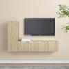 3 Piece Wall Mounted TV Cabinet Set Sonoma Oak Effect Particleboard