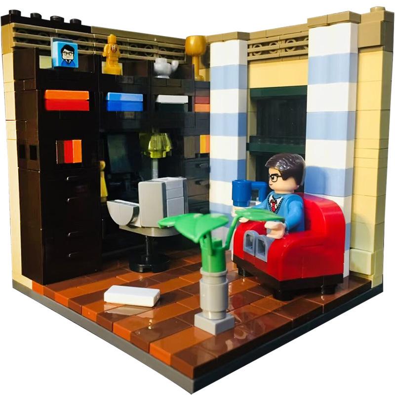 XB01401 MOC Small Particle Building Blocks for Home Decoration: Living Room, Bedroom, Study, Fitness Room