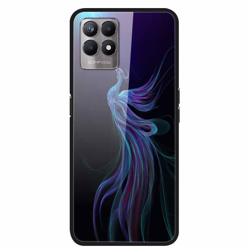 For Realme 8i Case Tempered Glass Hard Clear Phone Case For OPPO Realme 8i RMX3151 Realme 7 Pro Animals Wolf Shockproof Coque