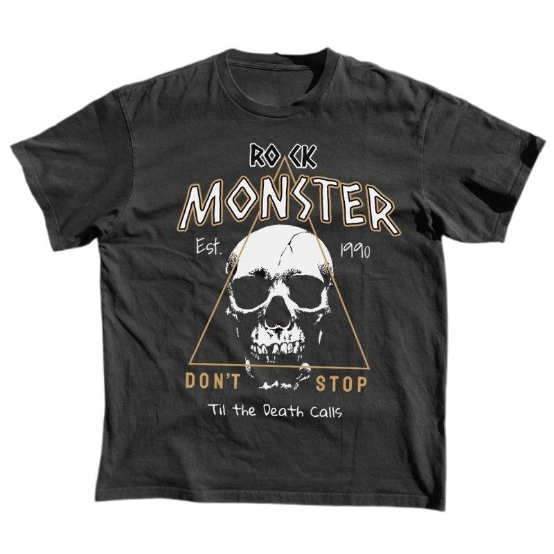 2026 New Style American Retro Trendy Skull Print ShortSleeved TShirt Cotton Mens TShirt S