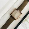 New Women'S Square Large Dial Watch, Korean Style Leather Strap Ladies' Watch With Brown Strap, Fashionable Quartz Wristwatch.
