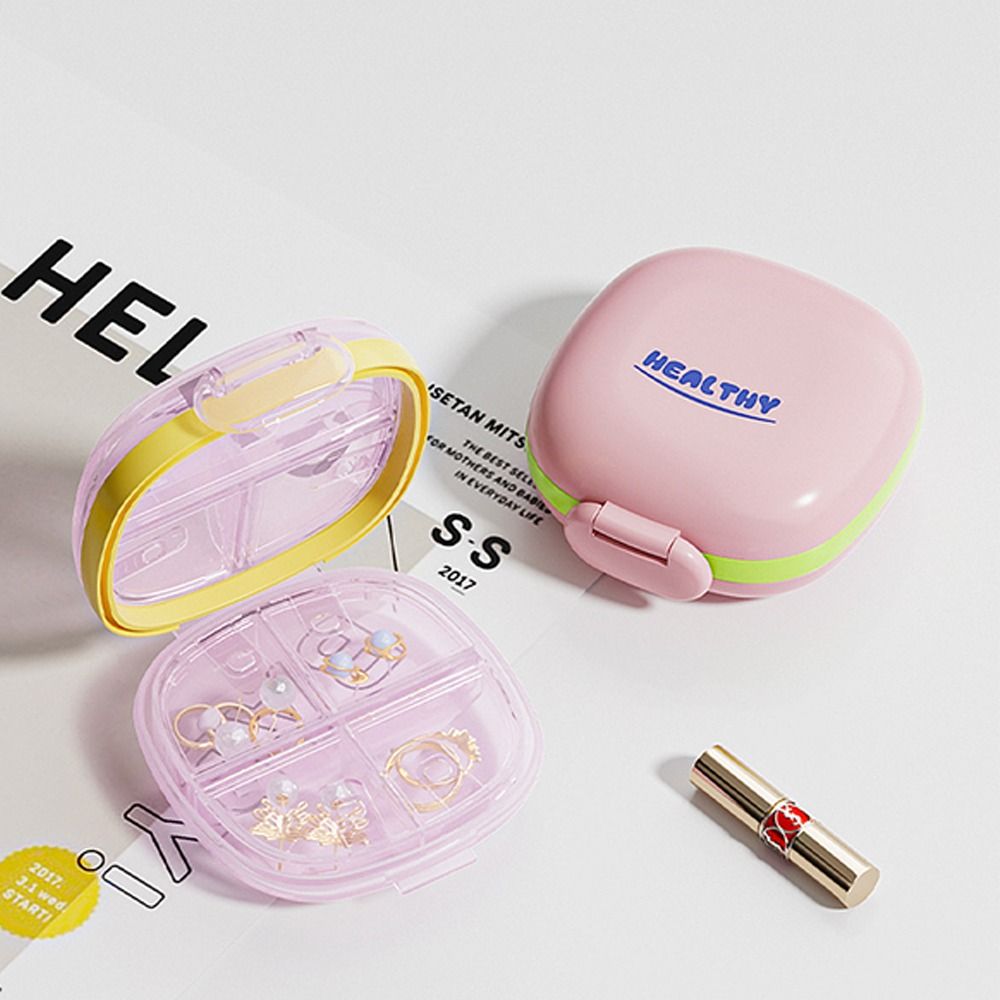 Mini Double Layer Seven Days Pill Box 7 Grids Sealed Pill Organizer with Lid Moisture-Proof Pill Dispenser for Home&Travel