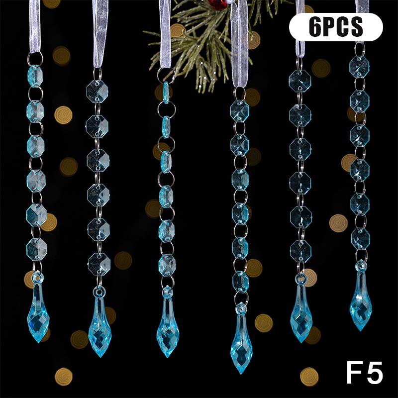 Clear Acrylic Christmas Tree Decorations Christmas Hanging Ornaments Snowflake & Icicle Hanging Decor New Year Party Decorations