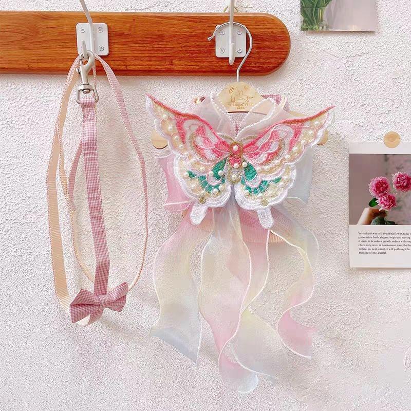 

Fairy Dress Style Pet Leash and Harness with Embroidered Ribbon for Cats and Dogs Size S: 3-6 jin (1.5-3 kg)