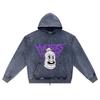 DTG Print Knitted Denim Zip-Up Hoodie Haters Brother Print Zipper Hoodies  