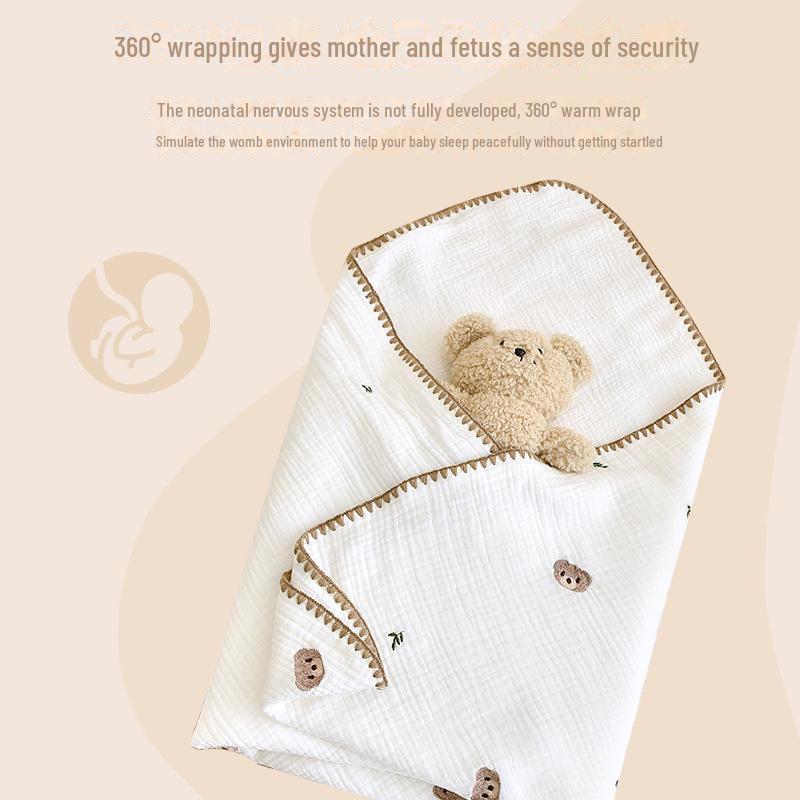 Zavinovačka pro novorozence z čisté bavlny s vyšívanou gázou