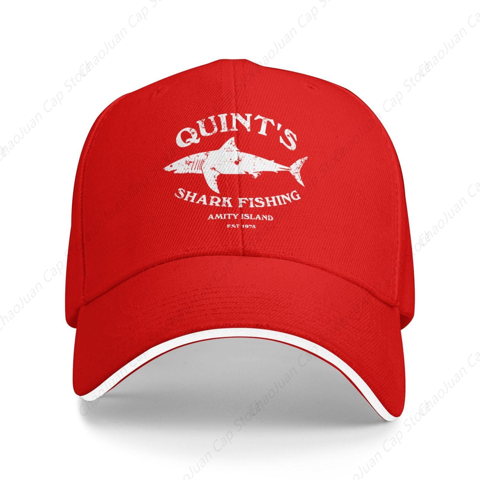 Quints Shark Fishing Jaws Adjustable Baseball Cap Unisexs and Womens Casual Baseball Cap Black Adjustable