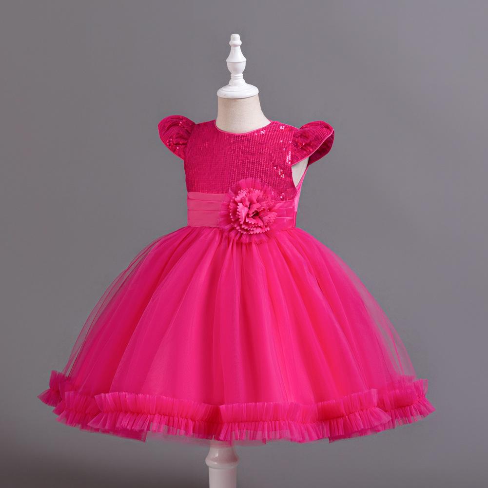 Mädchenkleid Kurzarm Pailletten Blume Puffig Prinzessin Kuchenkleid Gehen Bankett Geburtstagsparty Ballkleider 930 Lieblingskleid des kleinen Mädchens Kleider