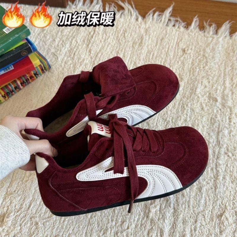 Ins Vintage Brown German Training Shoes 22 Winter Fleece Warm Forrest Forrest Shoes Casual Sports Board Shoes
