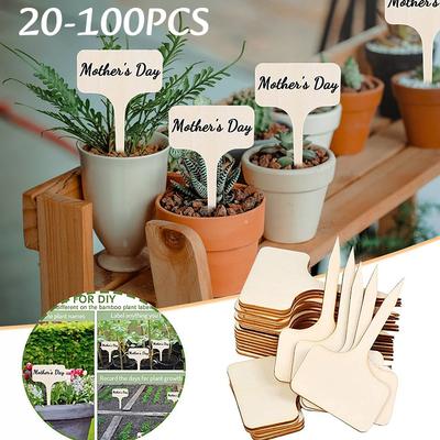 10-200pc T-Type Wooded Plant Labels Plug-in Succulent Plant Flower Label Garden Marker Vegetable Name Sign Handwritten Tags