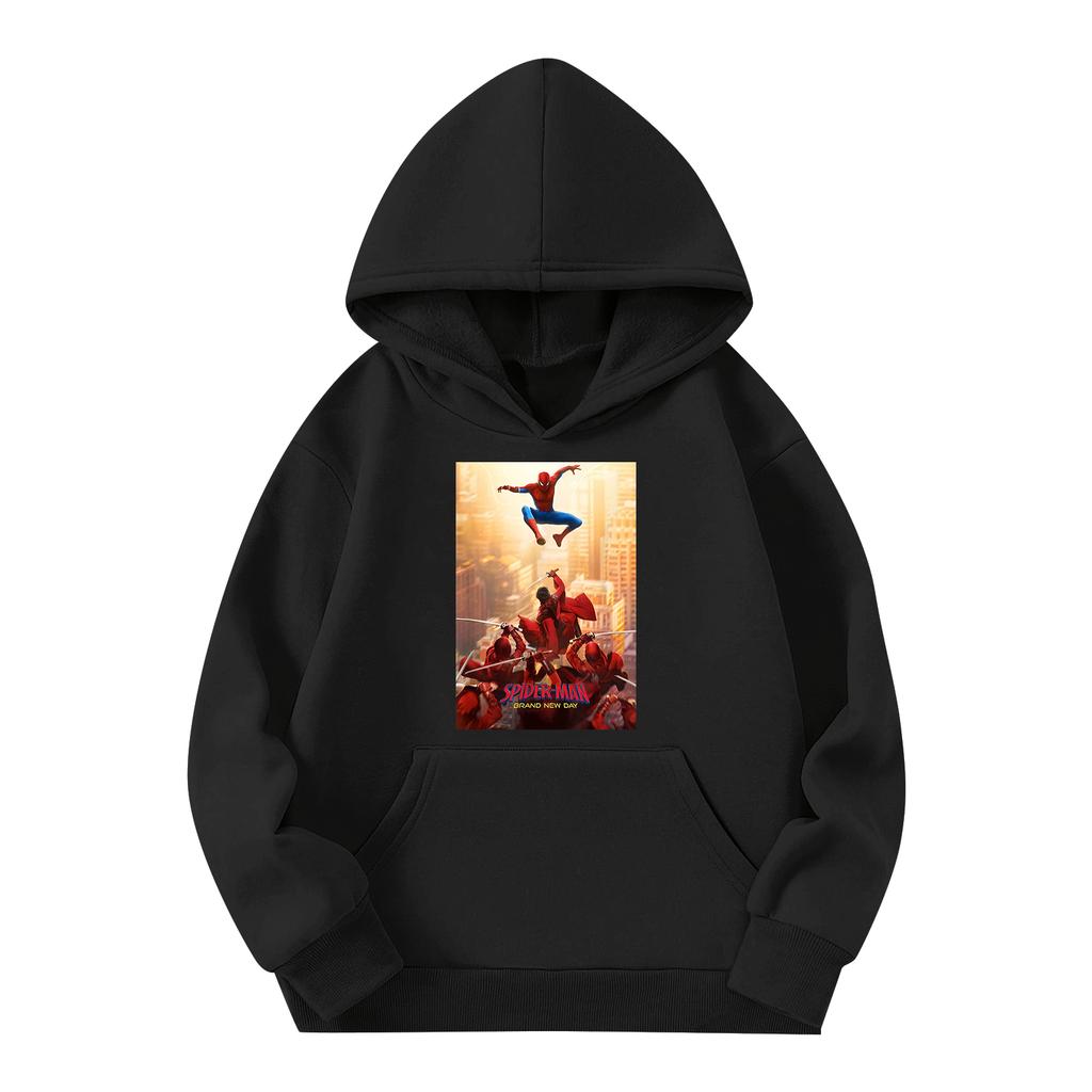 Kids Long Sleeve Pullover Hoodie with Loose Fit Letter Print and Pockets