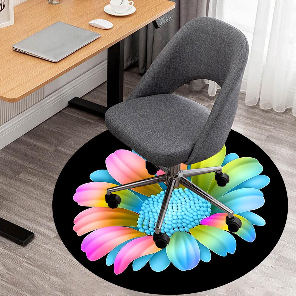 

1pc Flower Petals Round Chair mat office Area Rug - Non-Slip, Floor Mat for Office, Bedroom, and Indoor Decor p127138 80cm by 80cm