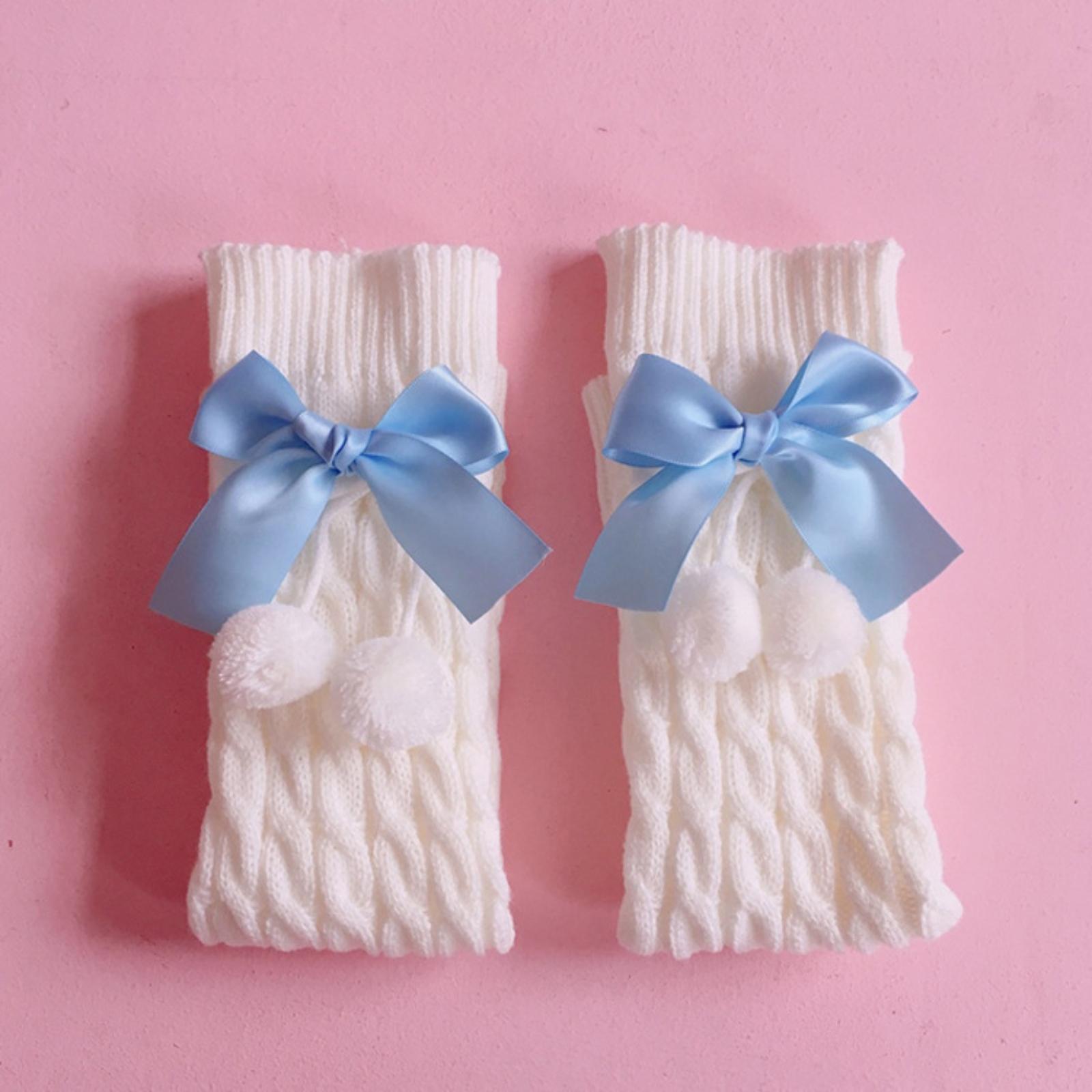 

Pom-pom Bow Leg Warmers Elephant Stockings Mid-calf Socks One Size синий
