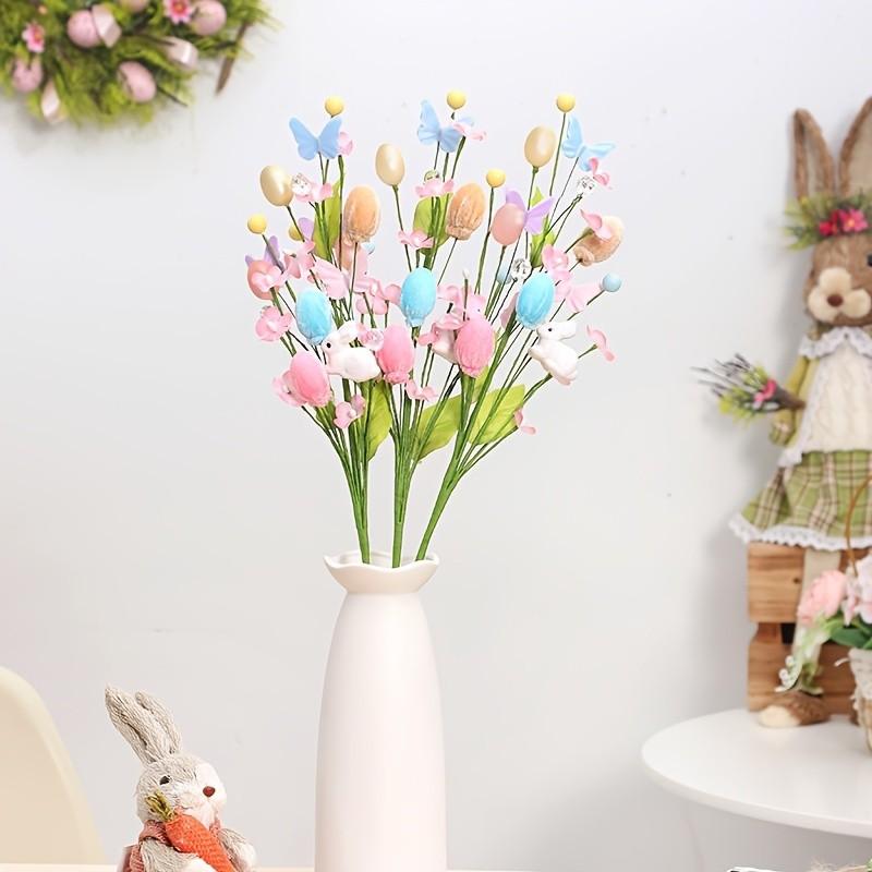 Rabbit Flower Decor Colorful Artificial Flowers Easter Egg Branch Eco-Friendly Spring Bouquets For Family Gathering Hotel