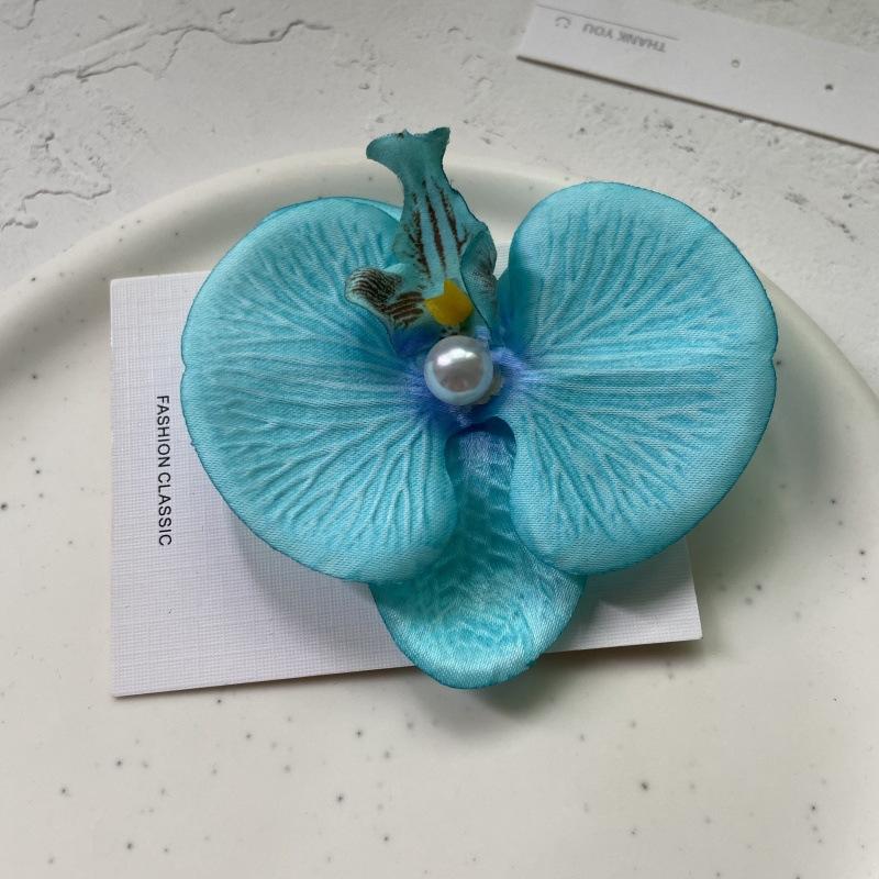 Artificial Orchid Flower Butterfly Hair Clips for Woman Girls Phalaenopsis Pearl Duckbill Hairgrips Hairpins Hair Accessories