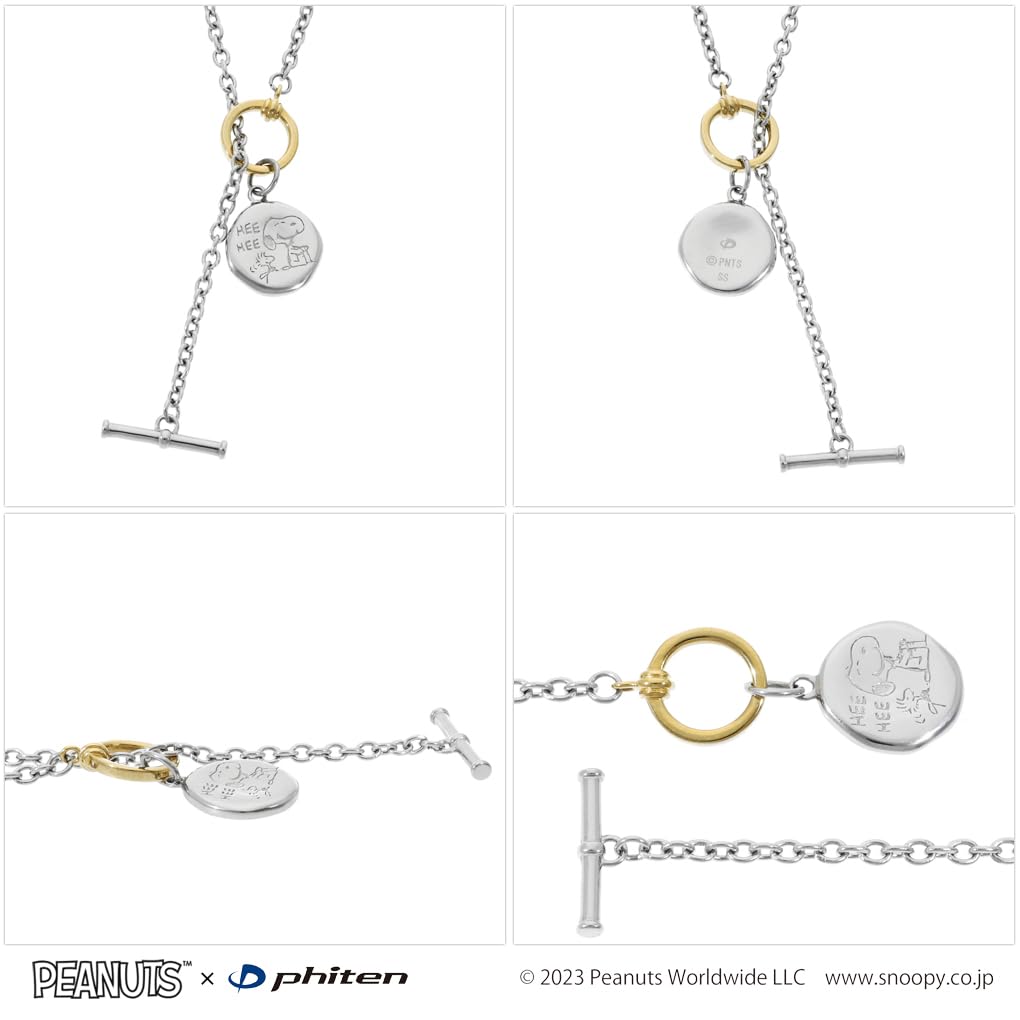 Gin No Phiten Collaboration Snoopy Coin Plate Mantel Necklace for Women Stainless Steel Gold Official [Shinjuku Kura]