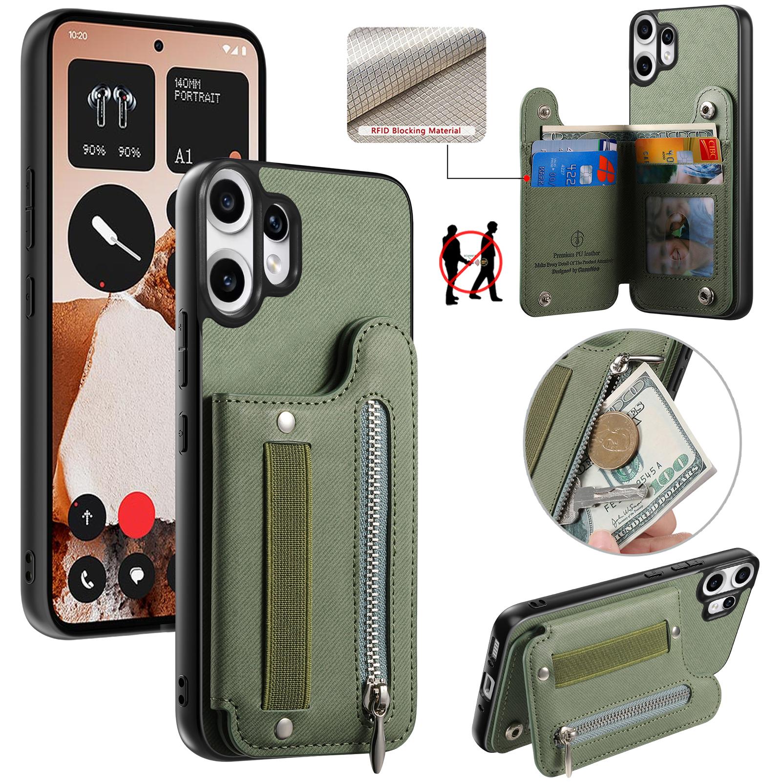 

Чохол для Nothing CMF Phone 2 Pro з блокуванням RFID, тримач для карток, текстура джинсової тканини, шкіряна задня кришка з еластичним ремінцем на зап ястя