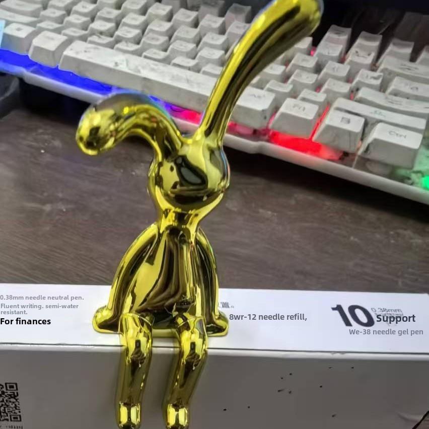 Figurine de lapin créative électroplaquée moderne et nordique, décoration de luxe pour salon, voiture et meuble TV