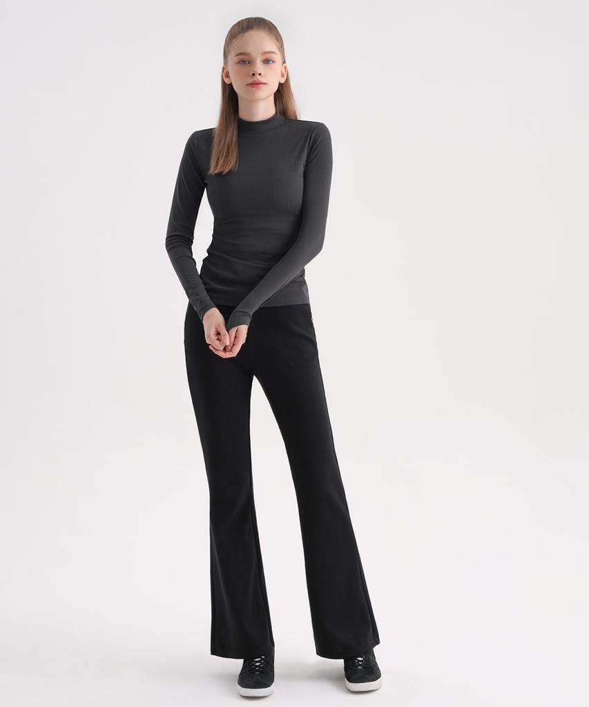 Skullpig Cotton Peach Bootcut Pants Black (Basic/Long)