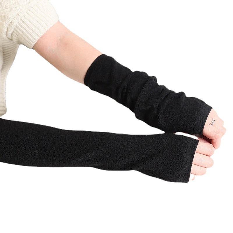 Neuer langer Armstulpen-Ärmelbezug Klassisch Rosa Schwarz und Weiß Gestreift Fingerlose Ellbogenhandschuhe Wärmer Gestricktes Handgelenkband