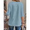 Ladies' Detail V-neck Patch Splicing Design Solid Color Shirt