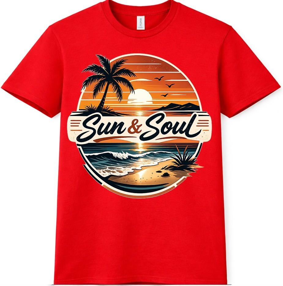 Beach Sunset Palm Tree T Shirt Tropical Summer Sun Soul Graphic Tee Top S