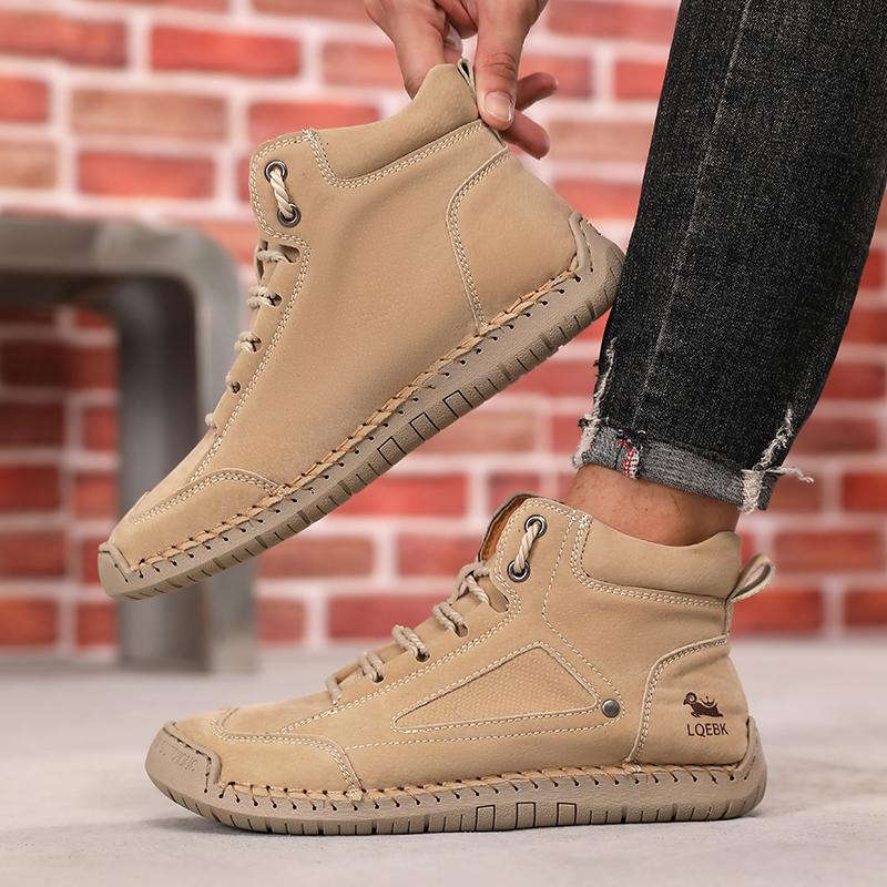 New Men's Boots Retro High Top Outdoor Anti Slip Work Shoes Soft Fashion Luxurious Design Couple's Loafers Classic Flat Mosinka