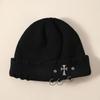 New Unisex Knitted Beanie With Devil Horns Halloween Distressed Skull Cap Hip Hop Winter Warm Yarn Hat For Men Women