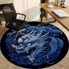 1pc Blue Dragon Design Chair Carpet for Office, Round Non Slip Durable Large Size Office Carpet, Suitable for Office