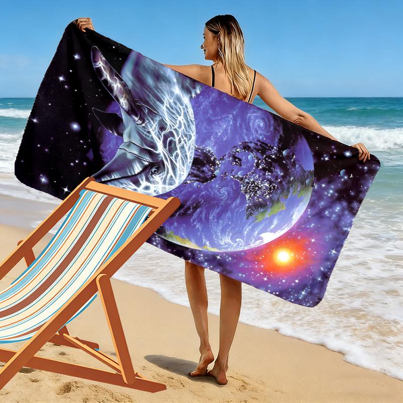Dolphins Print Beach Towel, Large Soft Quick Dry Towel for Beach Camping Swimming