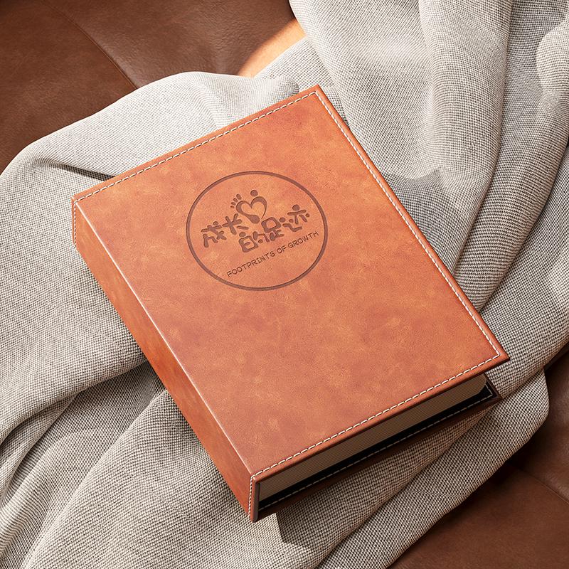 6-Inch Leather Slip-In Photo Album, Holds 5-Inch Photos, Commemorative Baby and Family Album, Large Capacity