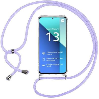 Hülle - E.F.CONNECTION - für Xiaomi Redmi Note 13 4G - Flexibel - Kratzfest - Lila Umhängeband