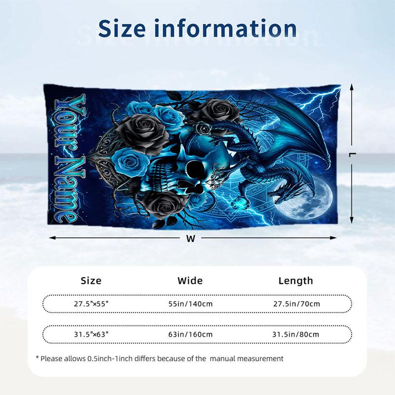 Dragon Phoenix Theme Beach Towel Personalized Custom Name & Text Soft Quick Dry Beach Towel for Swimming Travel