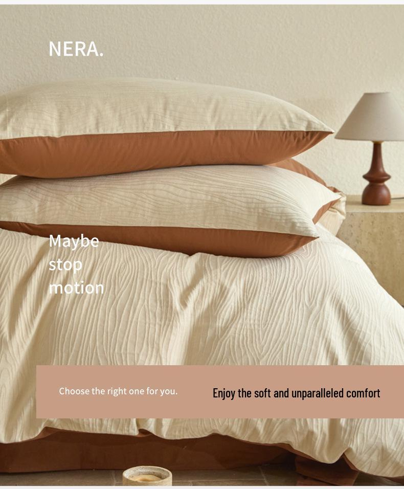 Elegant 3D Jacquard Cotton 4-Piece Bedding Set for Dorms