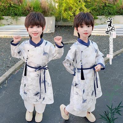 2024 Boys' Hanfu Set: Long Sleeve Chinese Tang Suit Robe for Spring & Autumn Performances